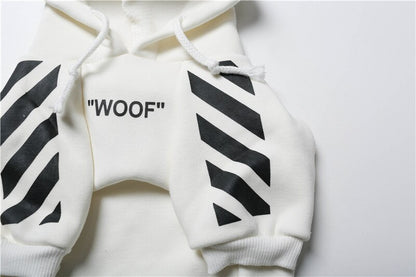 WOOF Dog Hoodie Stripes