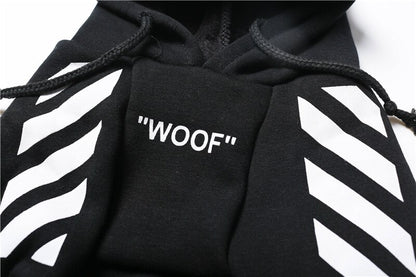 WOOF Dog Hoodie Stripes